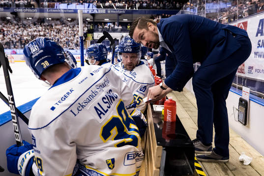 Leksands assisterande tränare Pär Styf och Leksands Jonas
