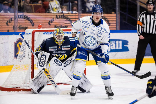 HV71s målvakt Joni Ortio och Leksands Carter Ashton
