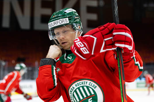 Frölundas Ryan Lasch innan ishockeymatchen i SHL mellan