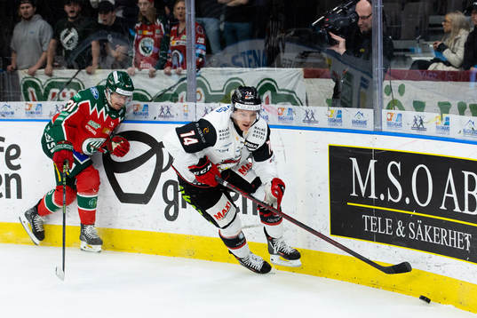 Frölundas Nicklas Lasu och Malmö Redhawks Carl-Johan Lerby