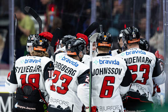 Malmö Redhawks Carl Persson jublar med lagkamrater