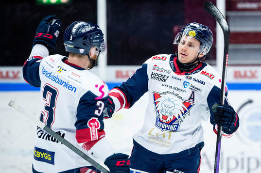 Linköpings Markus Ljungh jublar med Linus Hultström