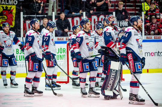 Linköpings spelare deppar med lagkamraterna