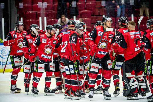 Malmö Redhawks spelare jublar