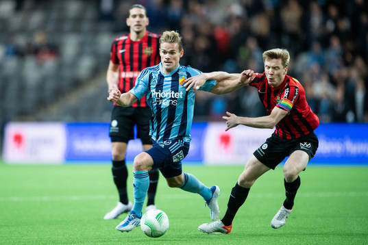 Djurgårdens Hampus Finndell och Brommapojkarnas Gustav