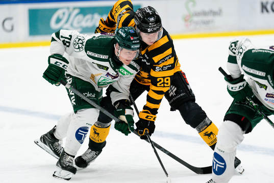 Färjestads Patrik Lundh och Skellefteås Albin Sundsvik