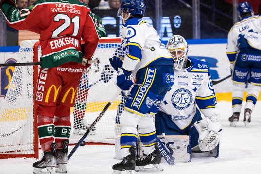 Leksands målvakt Mantas Armalis deppar