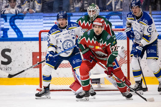 Leksands Patrik Zackrisson och Frölundas Linus Nässen