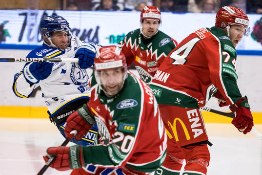Leksands Justin Glenn Kloos och Frölundas Andreas Borgman