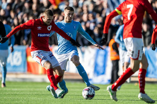 Degerfors Christos Gravius och Malmö FFs Patriot Sejdiu