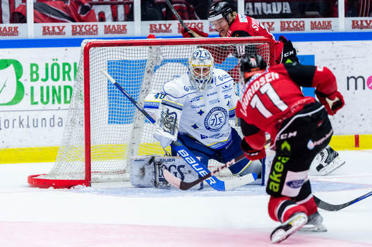 Leksands målvakt Mantas Armalis och Malmö Redhawks Markus