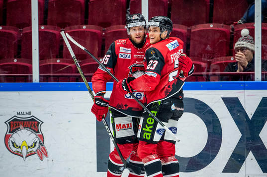 Malmö Redhawks Christoffer Forsberg jublar