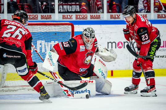 Malmö Redhawks Thomas Schemitsch, målvakt Adam Werner och