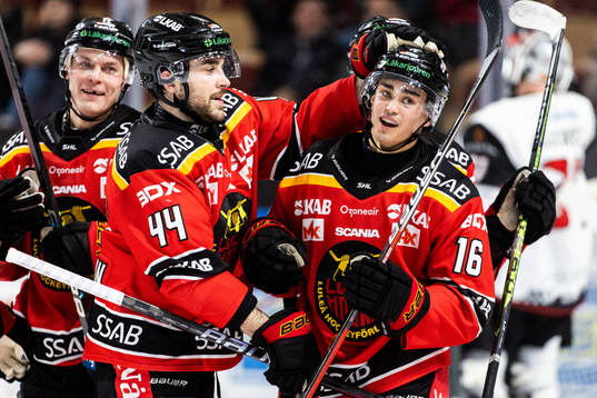 Luleås Axl Johansson jublar med Jonathan Andersson