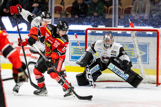 Luleås Axl Johansson och Malmö Redhawks målvakt Brandon