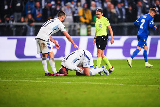 Besard Sabovic of Djurgården in pain