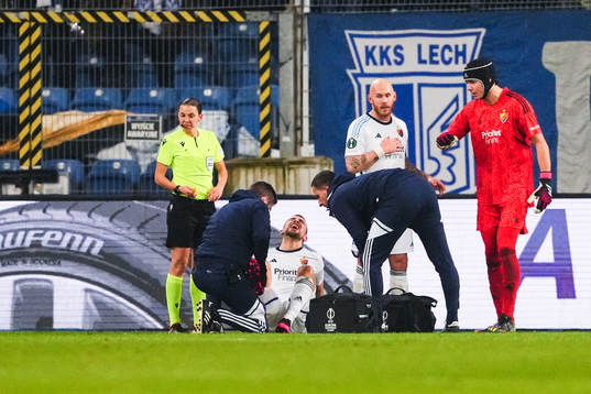Carlos Moros Gracia of Djurgården in pain