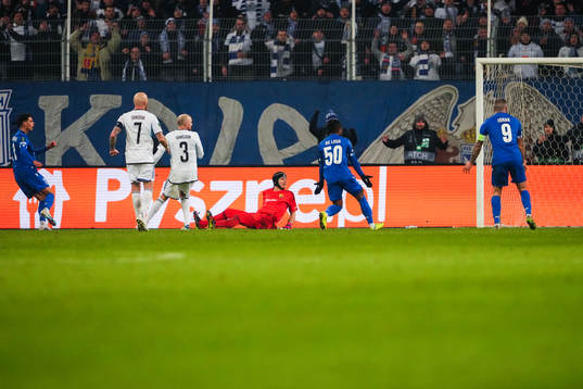 Filip Marchwinski of Lech Poznan scores 2-0 behind