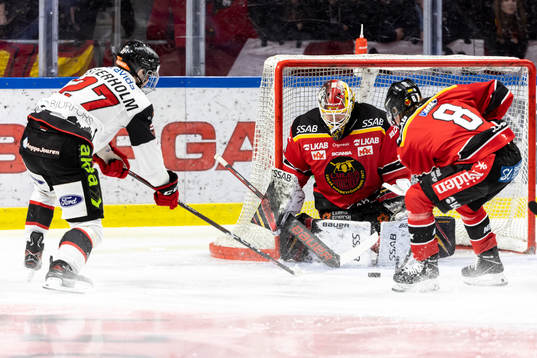 Luleås målvakt Matteus Ward och Simon Lindblom  med