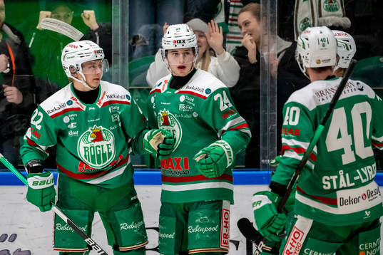 Rögles Samuel Jonsson och Marco Kasper jublar efter1-2