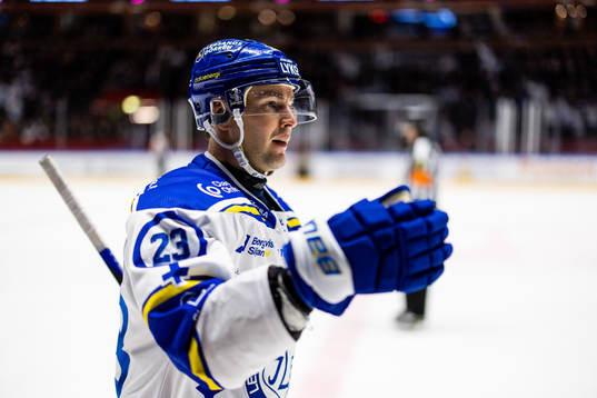 Leksands Mikael Ruohomaa jublar
