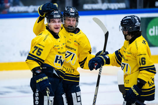 HV71s Radan Lenc jublar med lagkamrater