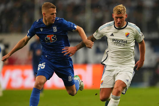 Filip Dagerstål of Lech Poznan and Victor Edvardsen of