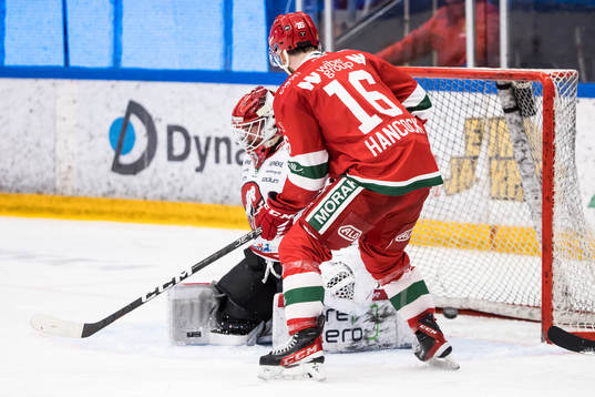 1-0 av Moras Kevin Hancock bakom Vita Hästens målvakt