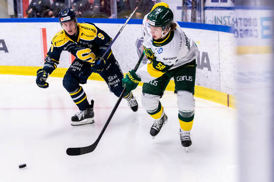 Södertäljes Leon Wallner och Björklövens Kim Johansson