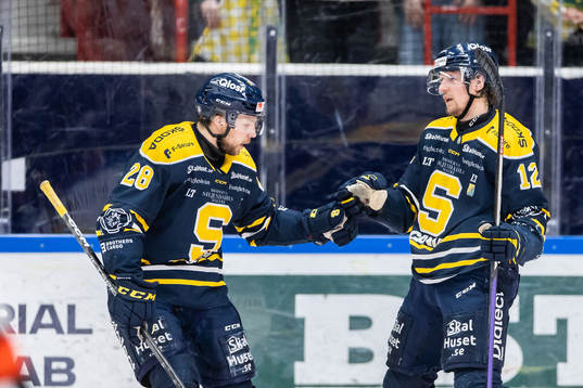 Södertäljes Emil Alba och Viktor Liljegren jublar