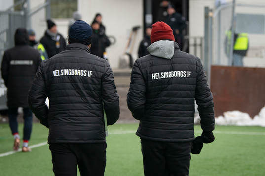 Helsingborgs tränare Alvaro Santos och tränare Mattias