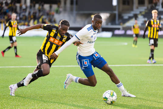 Häckens Ibrahim Sadiq och IFK Norrköpings Yahya Kalley