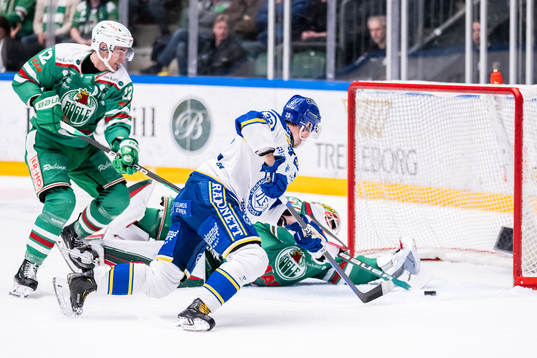 Leksands Mikael Ruohomaa oroar mot Rögles Brady Ferguson