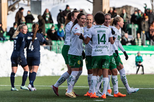 Hammarbys Adelina Engman och Maika Hamano jublar