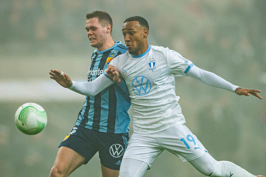 Malmö FFs Derek Cornelius och Djurgårdens Jacob Bergström