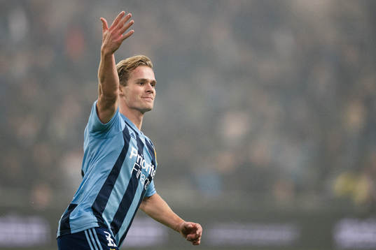 Djurgårdens Hampus Finndell jublar
