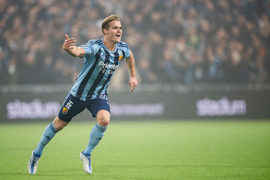 Djurgårdens Hampus Finndell jublar