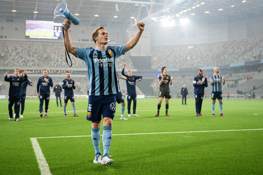 Djurgårdens Hampus Finndell jublar