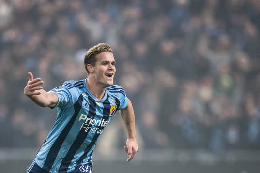 Djurgårdens Hampus Finndell jublar