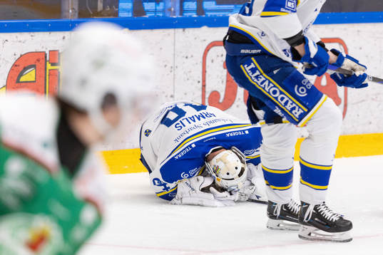Leksands målvakt Mantas Armalis har ont