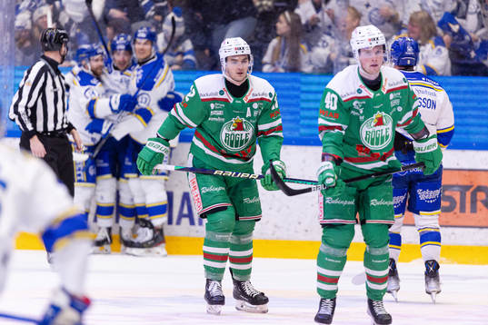 Rögles Brady Ferguson och Oskar Stål-Lyrenäs deppar