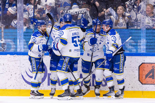 Leksands spelare jublar