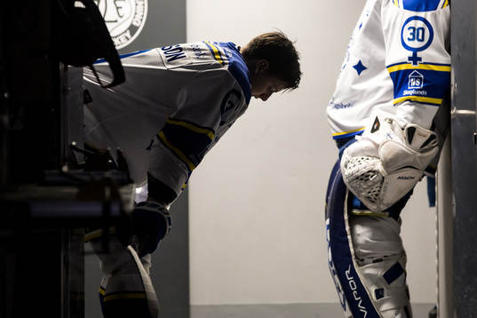 Leksands Anton Johansson innan ishockeymatchen i