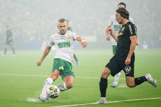 Hammarbys Simon Strand och AIKs Axel Björnström