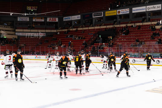 Brynäs och Malmös spelare värmer upp