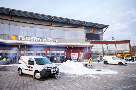 Tegera Arena innan åttondelsfinal tre i SHL mellan Rögle