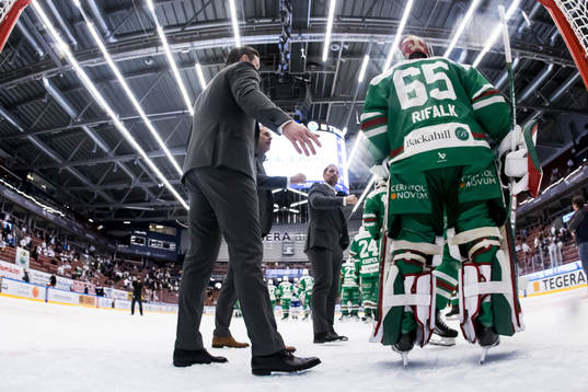 Rögles målvakt Christoffer Rifalkoch Rögles tränare Cam