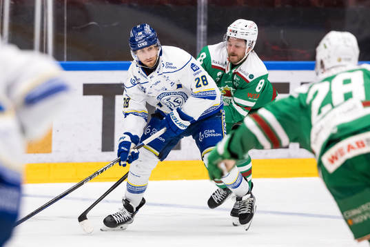 Leksands Justin Glenn Kloos och Rögles Linus Sandin