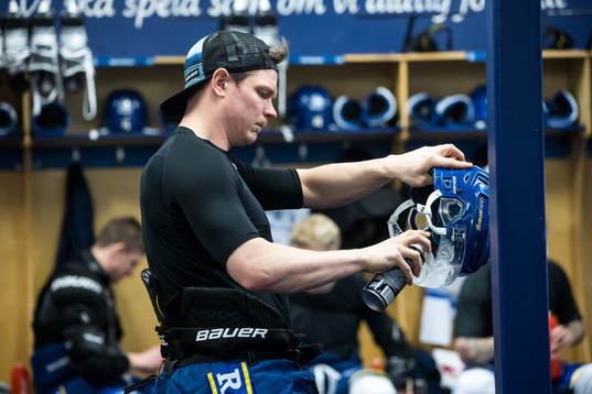Leksands Patrik Zackrisson innan åttondelsfinal tre i SHL