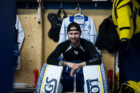 Leksands målvakt Kasimir Kaskisuo innan åttondelsfinal